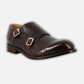 Men's elegant vintage bronze double buckle shoe in leather