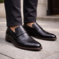 Handmade Men's Black Leather Penny Loafers