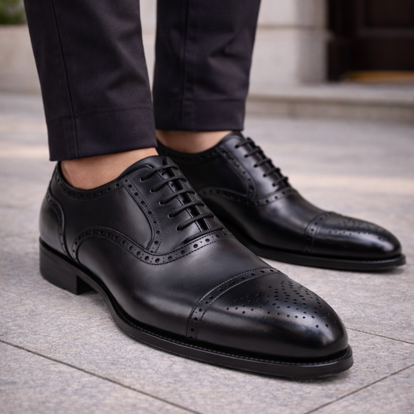 Men's Black Leather Handmade Oxford Shoes