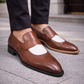 Men's Brown & White Leather Penny Loafers