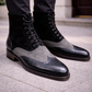 Men's Grey & Black Suede Leather Wingtip Boots