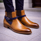 Handmade Men's Tan Brown Leather Jodhpur Boots