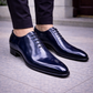Handmade Men's Blue Patina Leather Formal Shoes