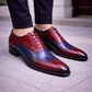 Men's Burgundy & Blue Leather Wingtip Oxford Shoes
