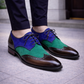 Handmade Men's Tri Tone Suede Leather Wingtip Oxford Shoes