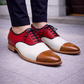 Handmade Men's Tri Tone Suede Leather Cap Toe Oxford Shoes