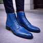 Men's Blue Leather Wingtip Oxford Dress Boots