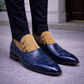 Men's Blue & Brown Suede Leather Button Shoes
