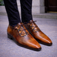 Men's Tan Patina Leather Luxury Dress Shoes