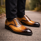 Men's Tan Patina Crocodile Leather Spectator Shoes