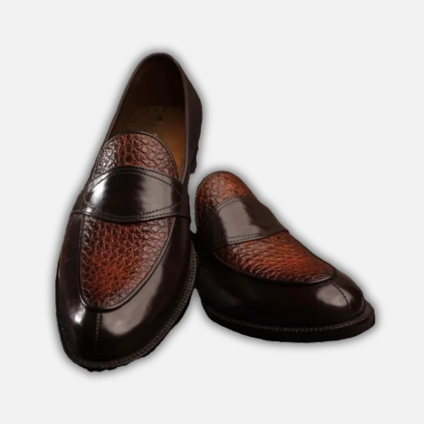 Men's Dual Tone Brown Leather Penny Loafers