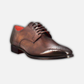 Men's derby in dark brown leather with square toe with design
