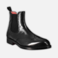 Chelsea boot with brogue details for men in black leather with elastic