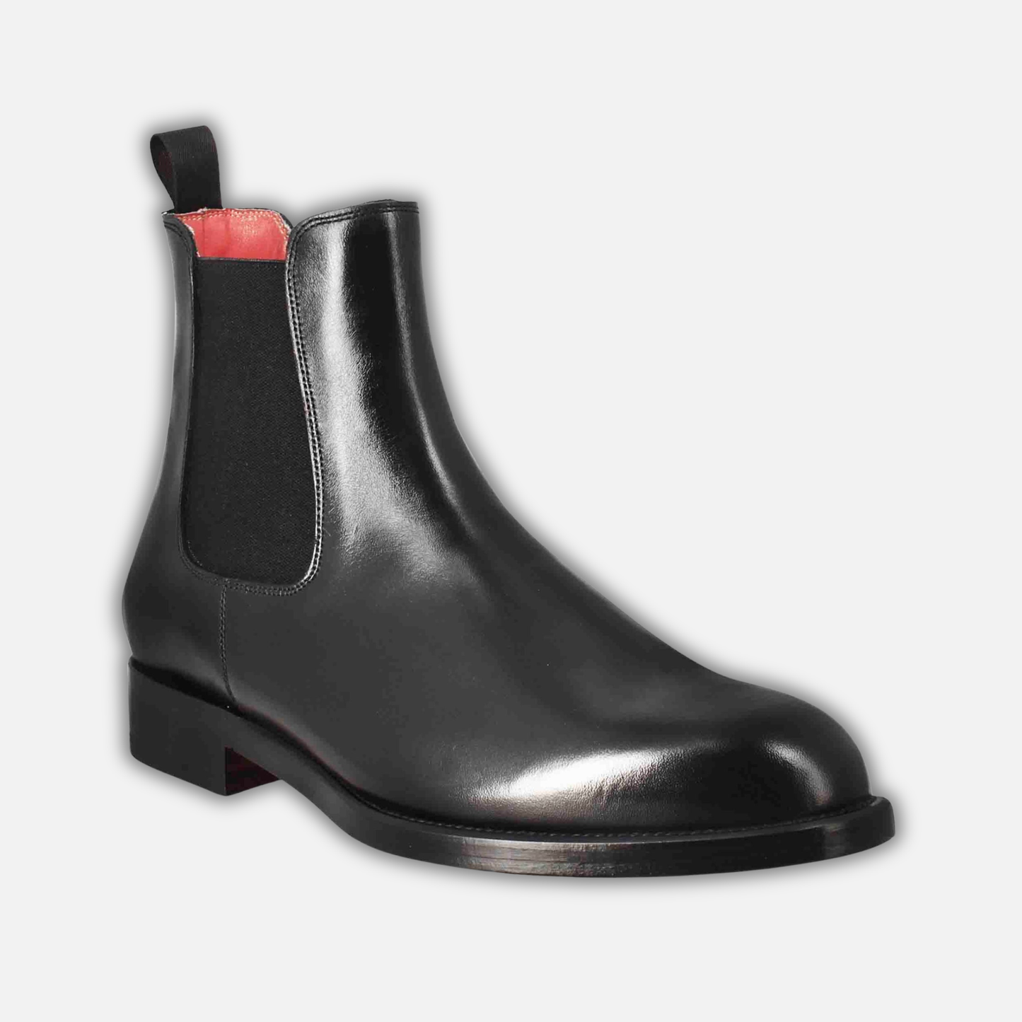 Men's Chelsea boot in black leather with elastic
