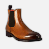 Smooth men's chelsea boot in light brown leather with elastic