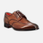 Men's derby in light brown leather with swallowtail and square toe