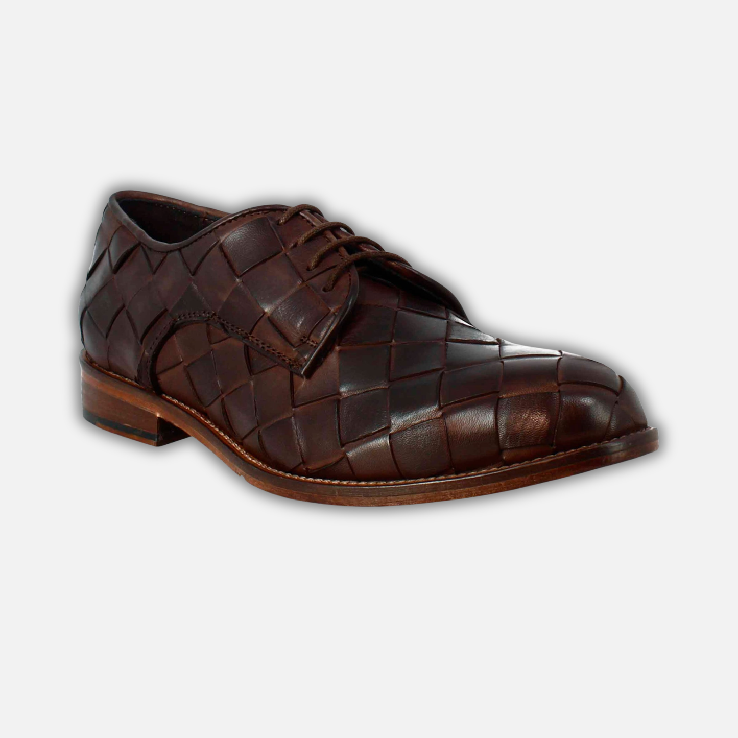 Men's elegant vintage dark brown derby in woven leather