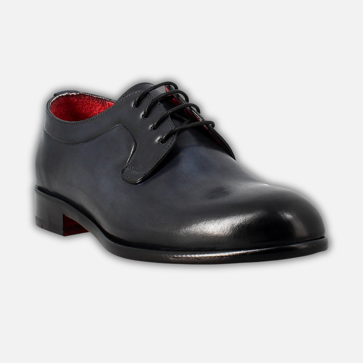 Elegant blue derby for men in smooth leather