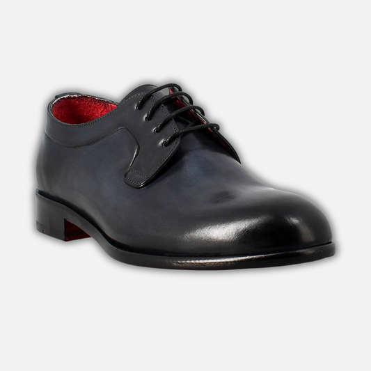 Elegant blue derby for men in smooth leather