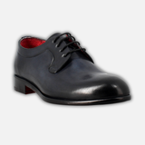 Elegant blue derby for men in smooth leather