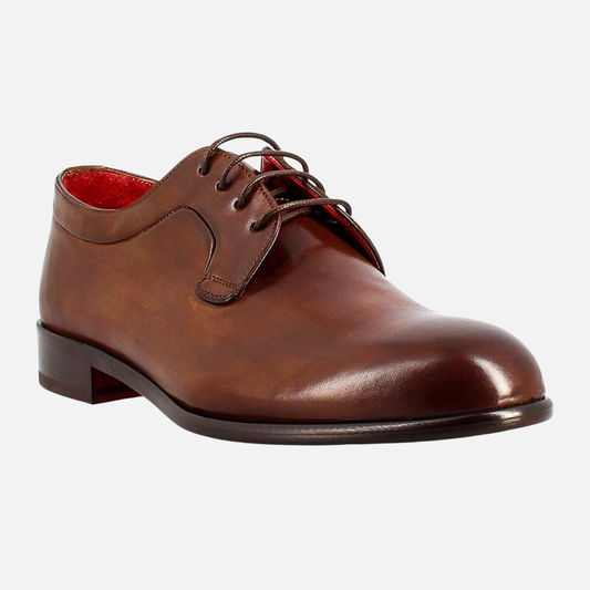 Elegant dark brown derby for men in smooth leather