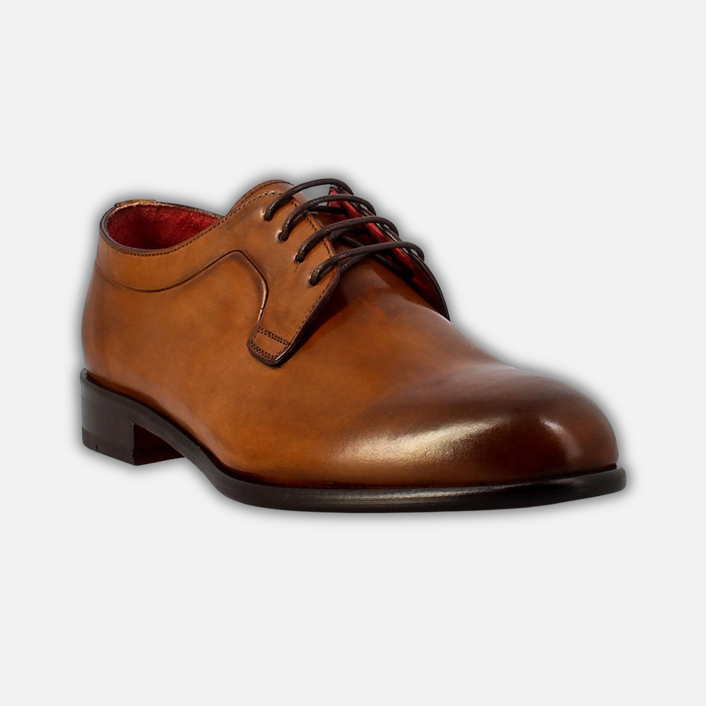 Elegant brown derby for men in smooth leather