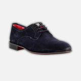 Elegant blue derby for men in suede