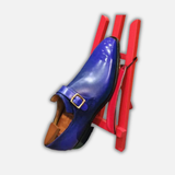 Men's Blue Leather Monk Buckle Shoes