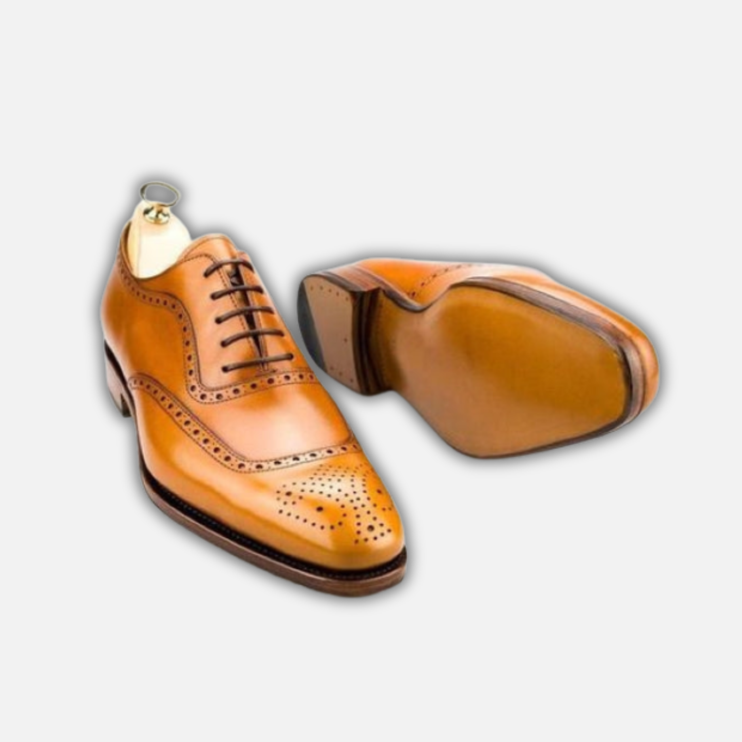 Men's Tan Brown Leather Formal Lace Up Oxford Shoes