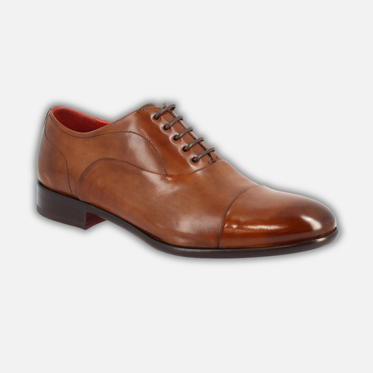 Men's lace-up shoes handmade in brandy leather