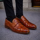 Elegant vintage brown men's loafer in woven leather