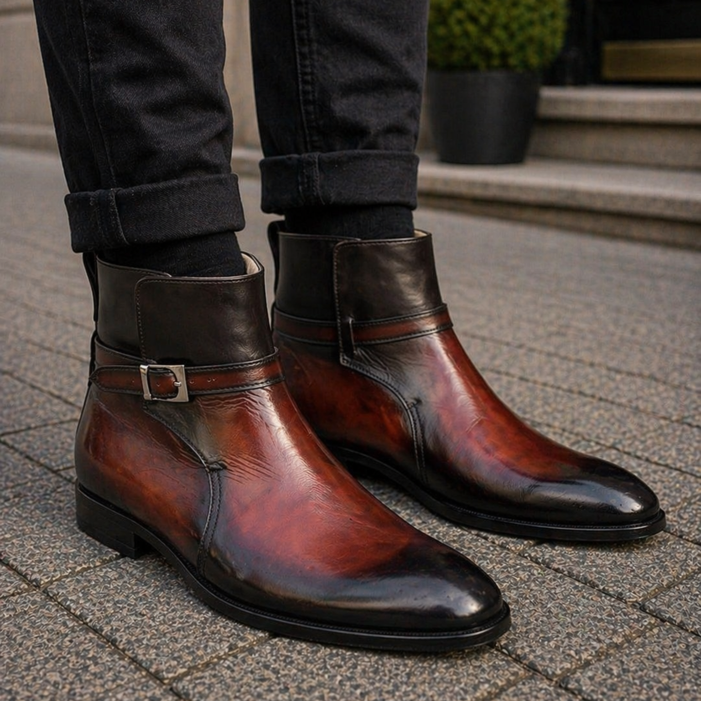 Handmade Men's Brown Patina Leather Jodhpur Boots