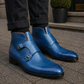 Men's Sky Blue Leather Double Monk Boots