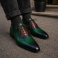 Men's Green & Brown Patina Leather Oxford Shoes