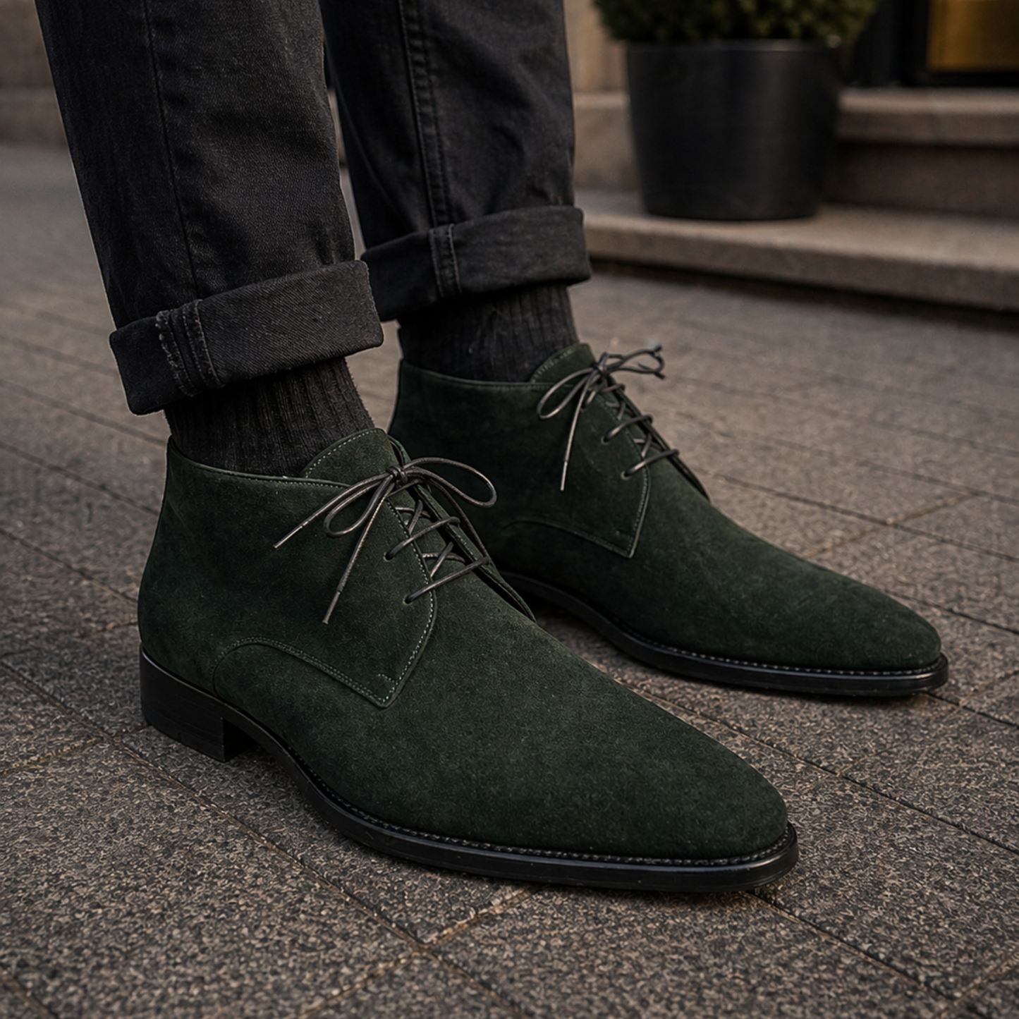 Men's Forest Green Suede Leather Chukka Boots