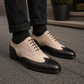 Men's Black & Beige Suede Leather Wingtip Oxford Shoes