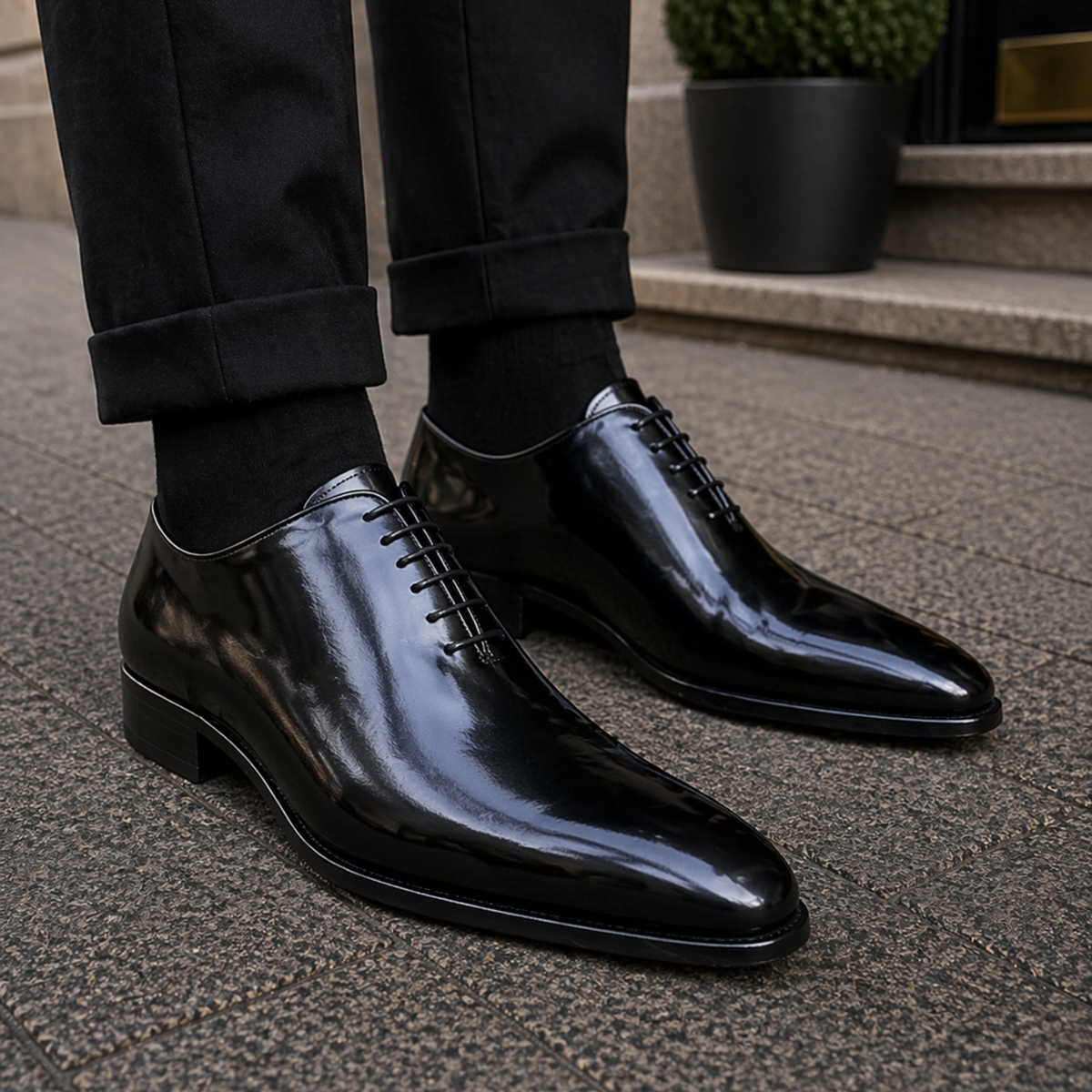 Handmade Men's Black Leather Formal Shoes