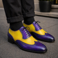 Men's Yellow & Blue Leather Wingtip Oxford Shoes