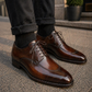Handmade Men's Brown Patina Leather Dress Shoes