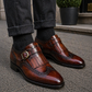 Men's Brown Patina Leather Fringed Wingtip Shoes
