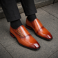 Men's Tan Brown Patina Leather Dress Shoes