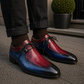 Men's Blue & Burgundy Hand Painted Leather Shoes