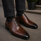 Handmade Men's Brown Patina Leather Formal Dress Shoes