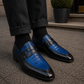 Men's Genuine Black & Blue Leather Penny Loafers