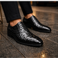 Men's Black Ostrich Impression Leather Oxford Shoes