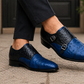 Men's Two Tone Blue Ostrich Impression Leather Oxford Shoes