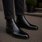 Handmade Men's Black Leather Ankle High Jodhpur Boots
