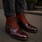 Men's Brown Suede Leather Ankle High Wingtip Boots