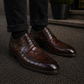 Handmade Men's Brown Alligator Leather Shoes
