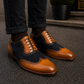 Men's Tan & Navy Blue Suede Leather Wingtip Shoes